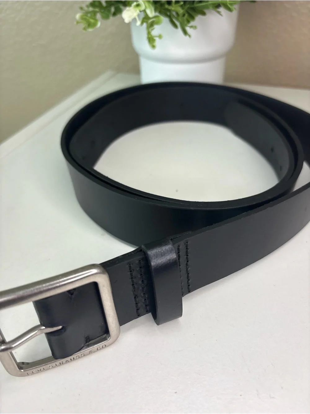 Levi’s Black Genuine Leather Belt Silver Buckle 2X Plus Size Men’s Casual